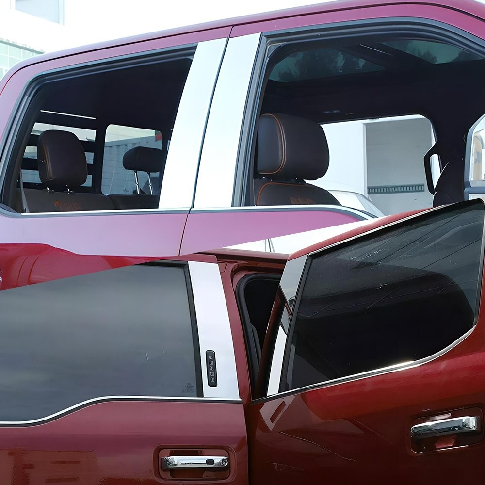 4x Gloss Chrome Car Door Trim B Pillar Posts Covers For Ford F150 F-150 2015-21