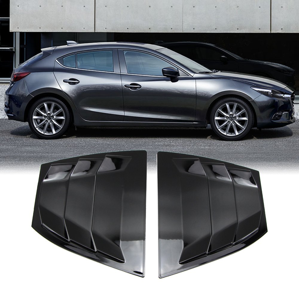 For Mazda 3 Axela 14-18 Shiny 1/4 Quarter Side Window Louver Scoop Cover Vent