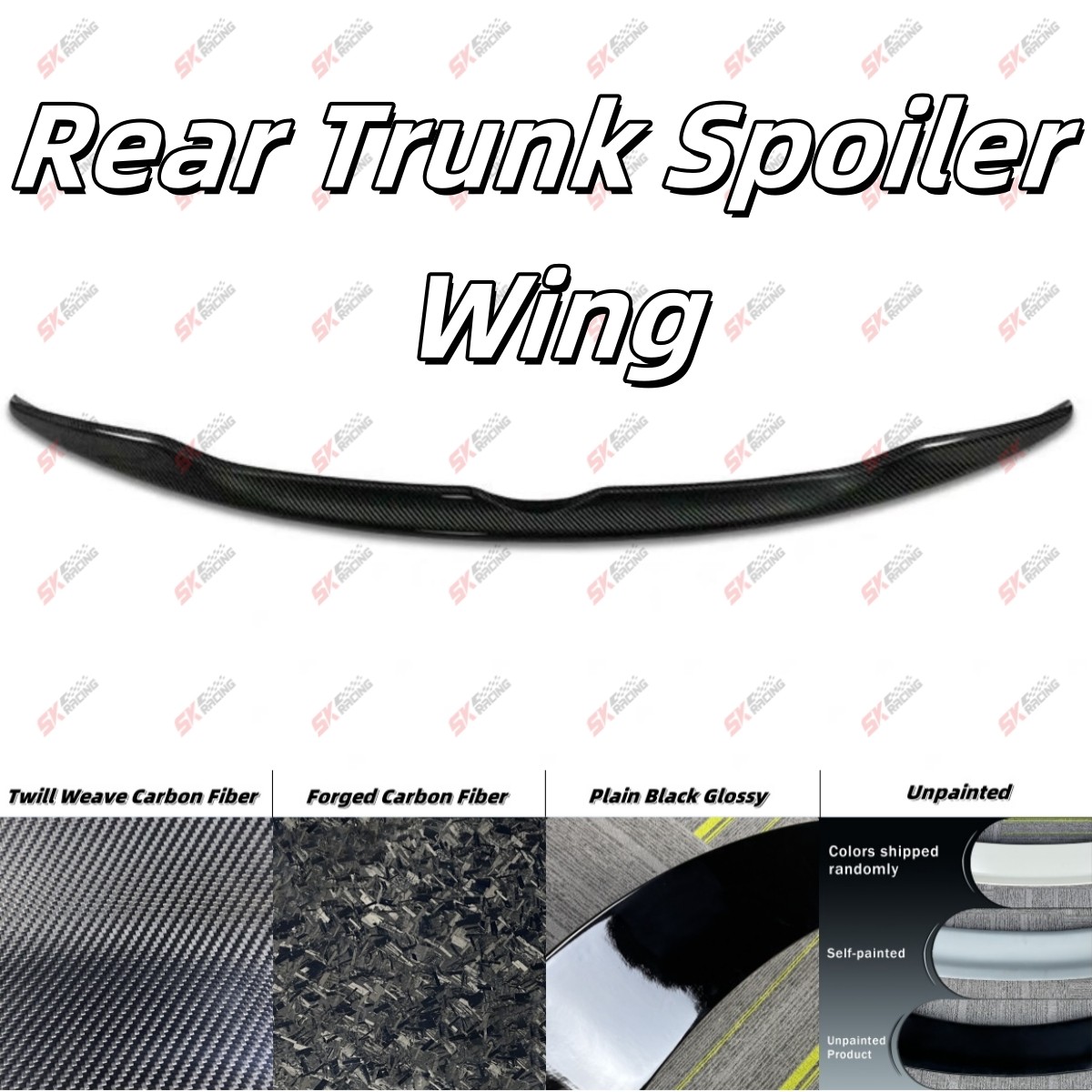Glossy Black/Carbon Fiber Fits INFINITI Q50 2014-17 Rear Trunk Spoiler Wing Kits