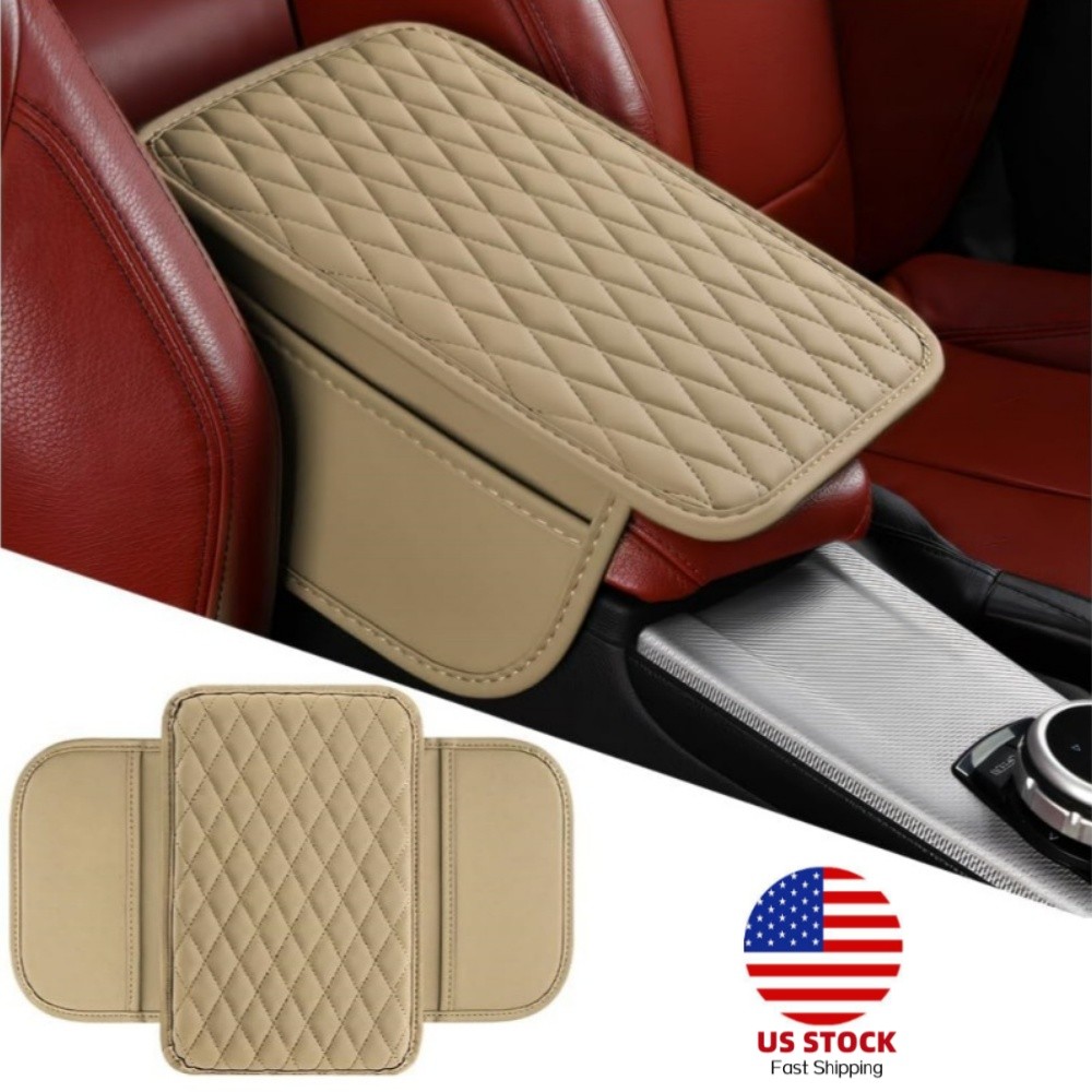 Car Center Console Cover with 2 Storage Bags Universal Auto Armrest Seat Box Pad