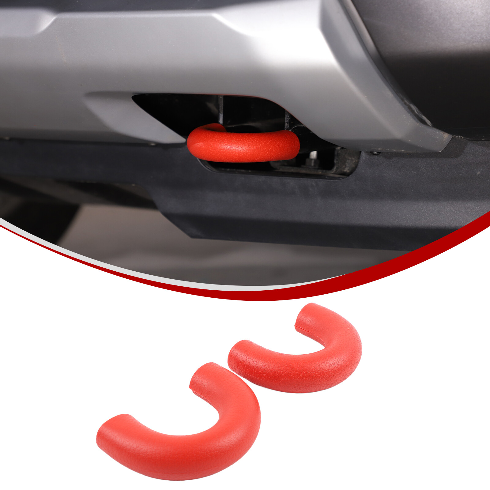 2PCS Rubber Red U-Ring Tow Hook Cover For Ford Ranger 2023+ US
