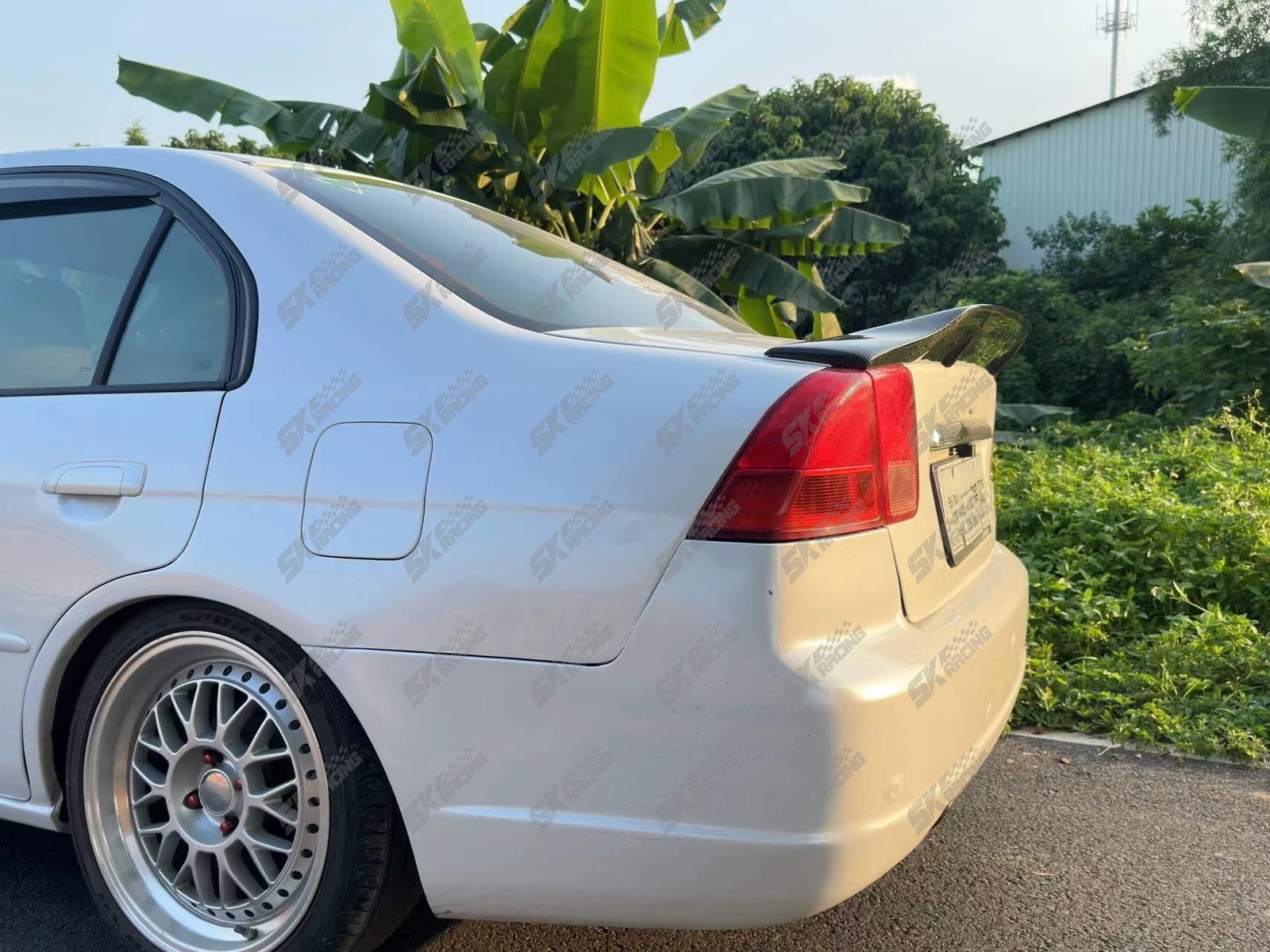 For 2001-2005 Honda Civic Sedan Carbon Fiber/Glossy Black Rear Spoiler Wing