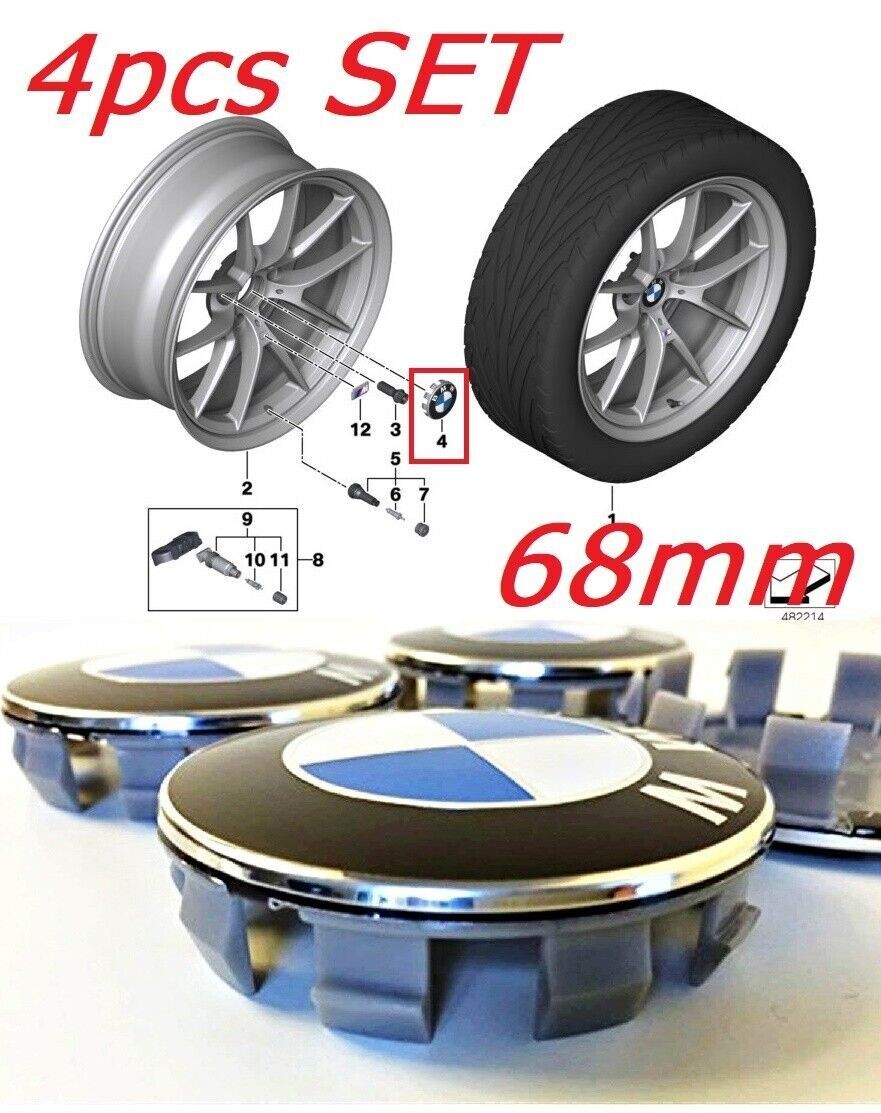 4X 68mm Wheel Center Hub Caps Logo Badge Emblem for 1-7 Series Genune