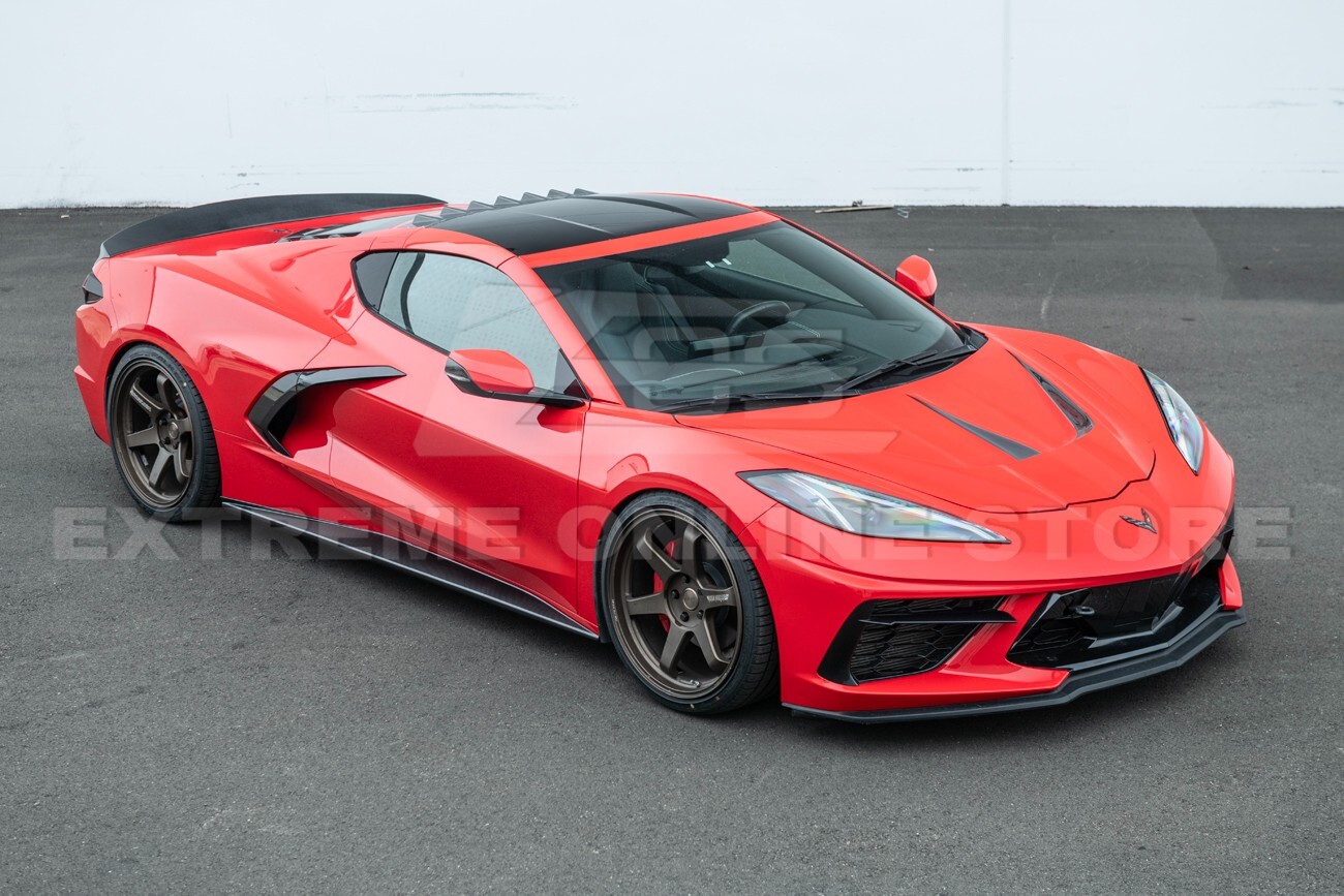 EOS Performance HYDRO-DIPPED CARBON FIBER Side Skirt Extension 20-Up Corvette C8