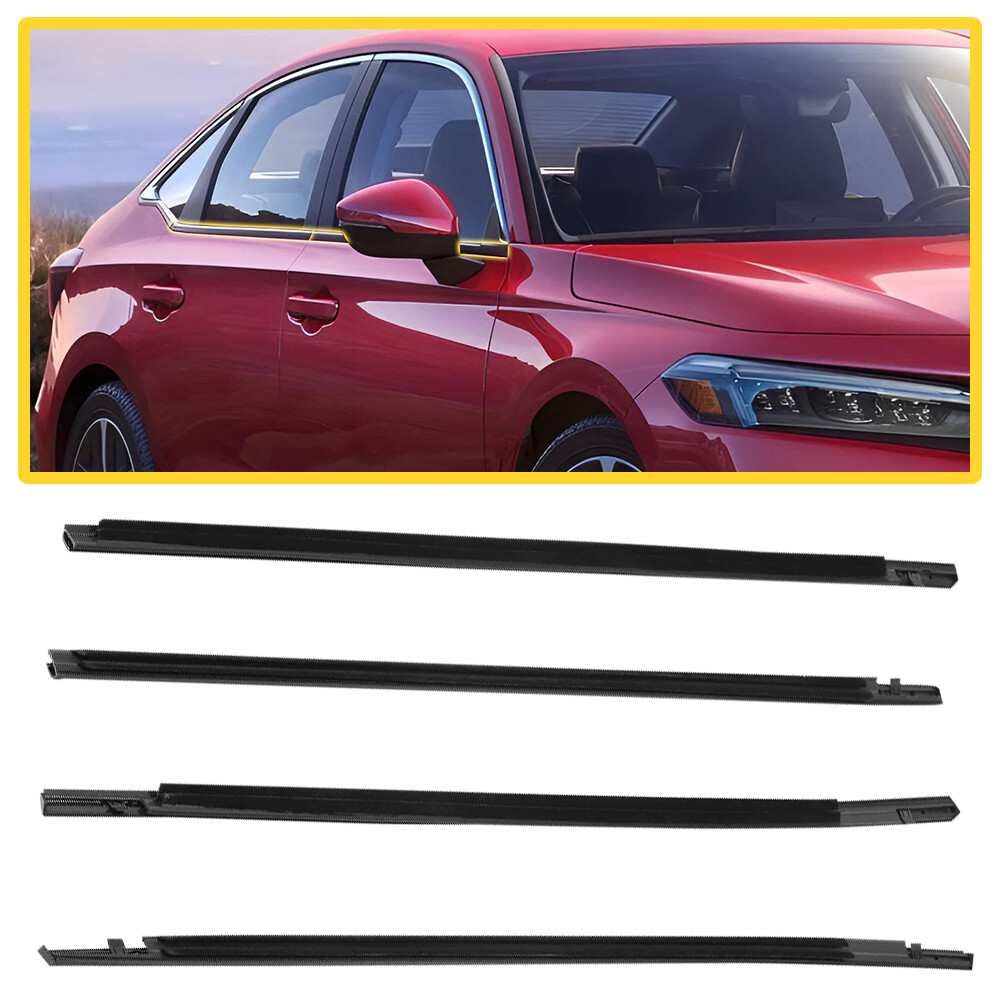 4PCS Weatherstrip Window Moulding Trim Seal Belt For Honda Civic Sedan 2016-2021