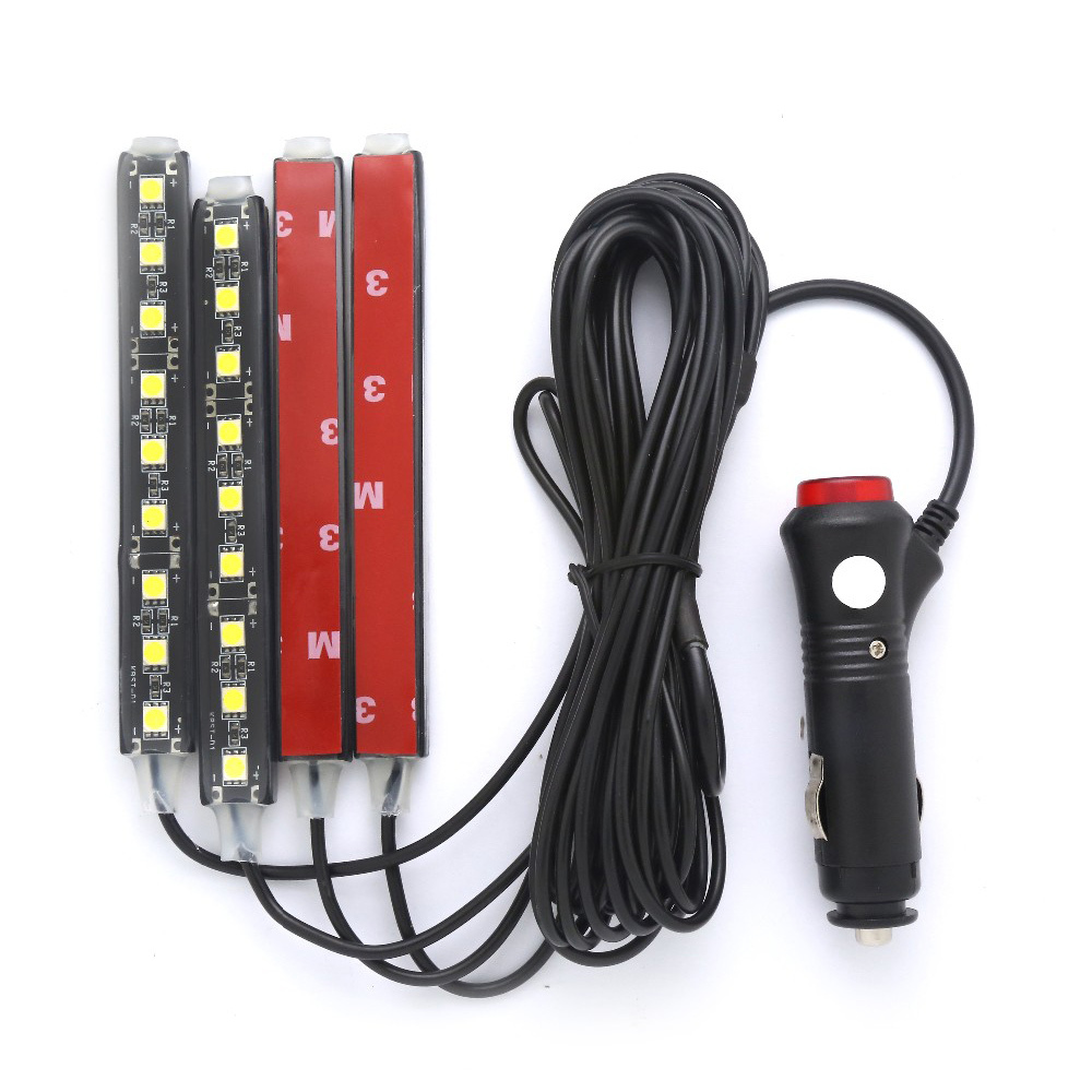 4x Red 9 LED Charge Car Interior Accessories Foot Car Decorative Light Lamps