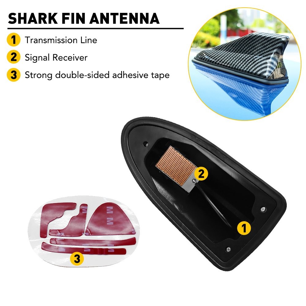 Carbon Fiber Black Shark Fin Roof Antenna Radio FM/AM Antena Radio Universal