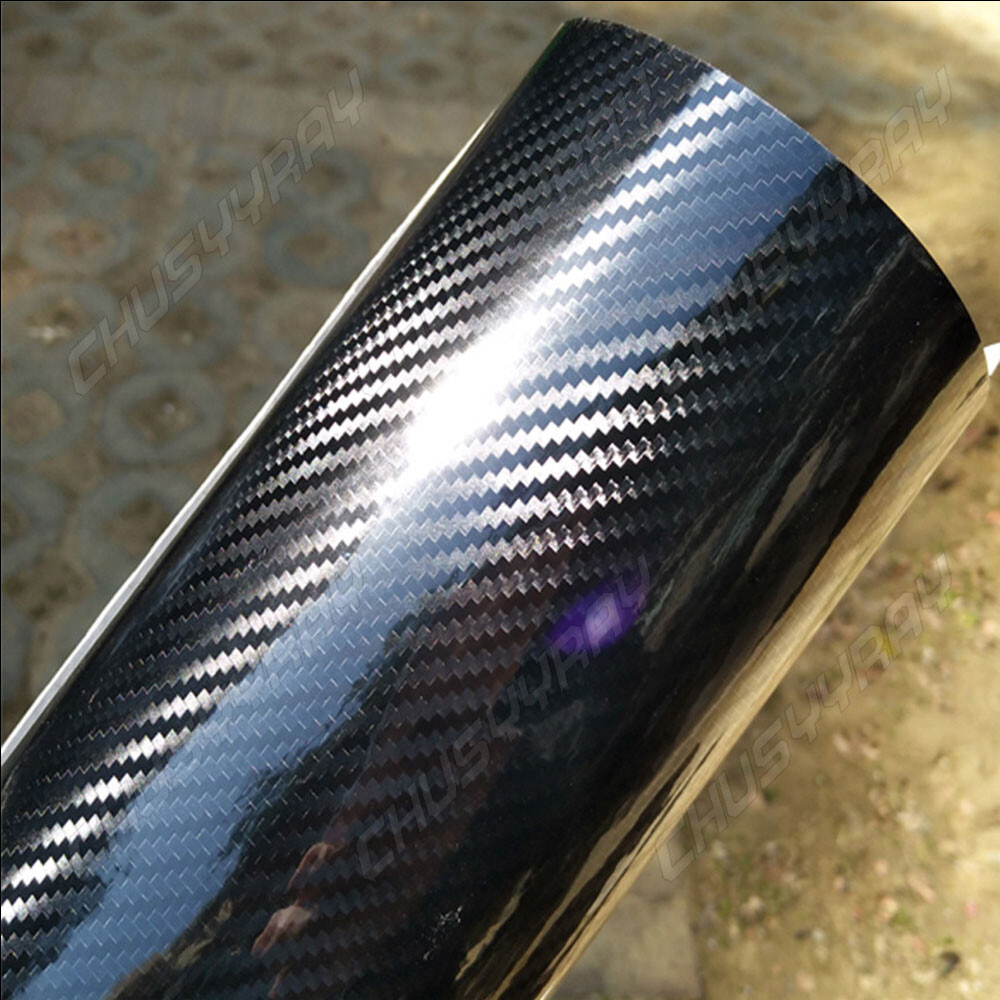 5D Premium Super Gloss Black Carbon Fiber Vinyl Wrap Bubble Free Air Release