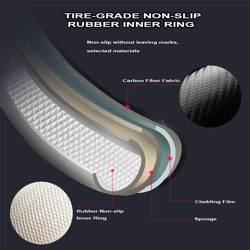 Carbon Black Leather Car Steering Wheel Cover Breathable&Non-slip Accessories