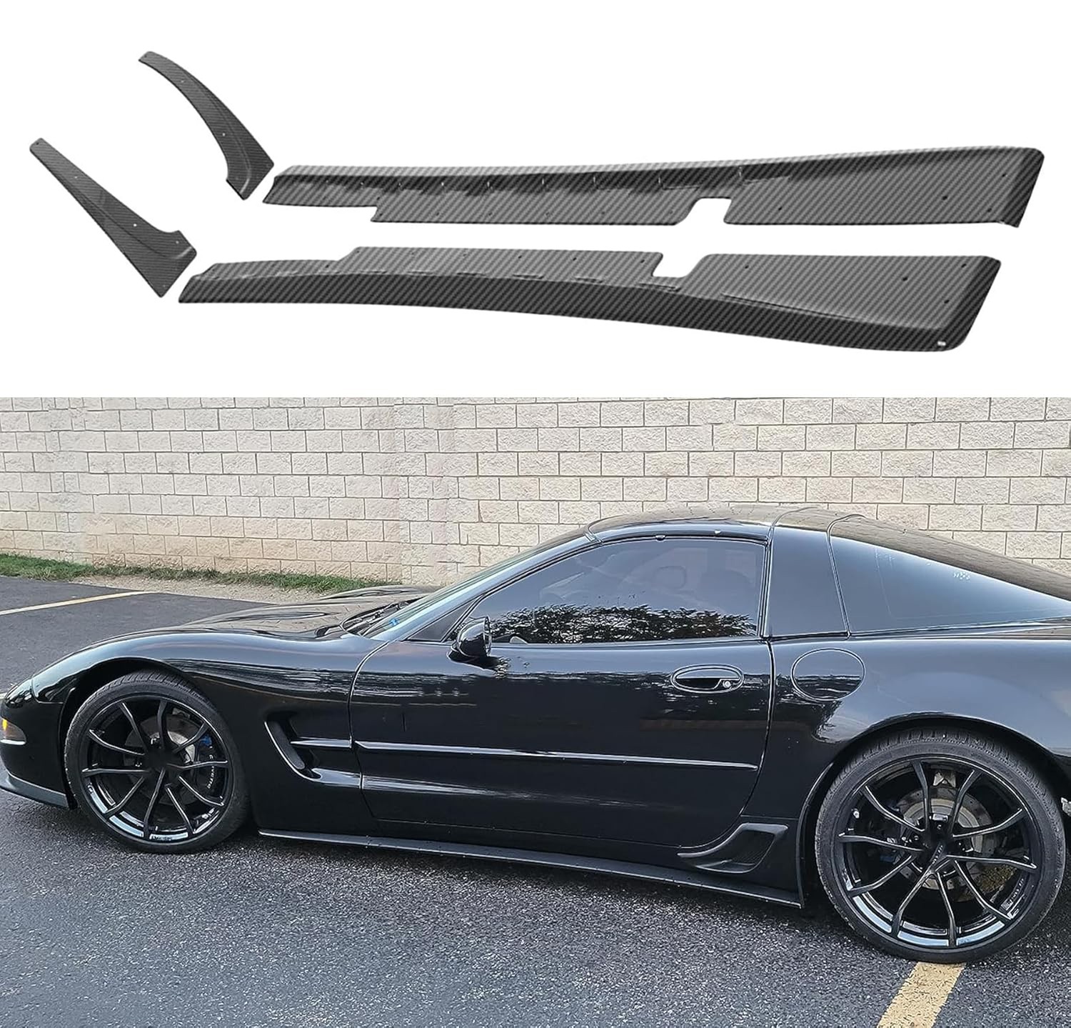 For 1997-04 Corvette C5 ZR1 Style Carbon Fiber Side Skirts Rocker Panel Pair