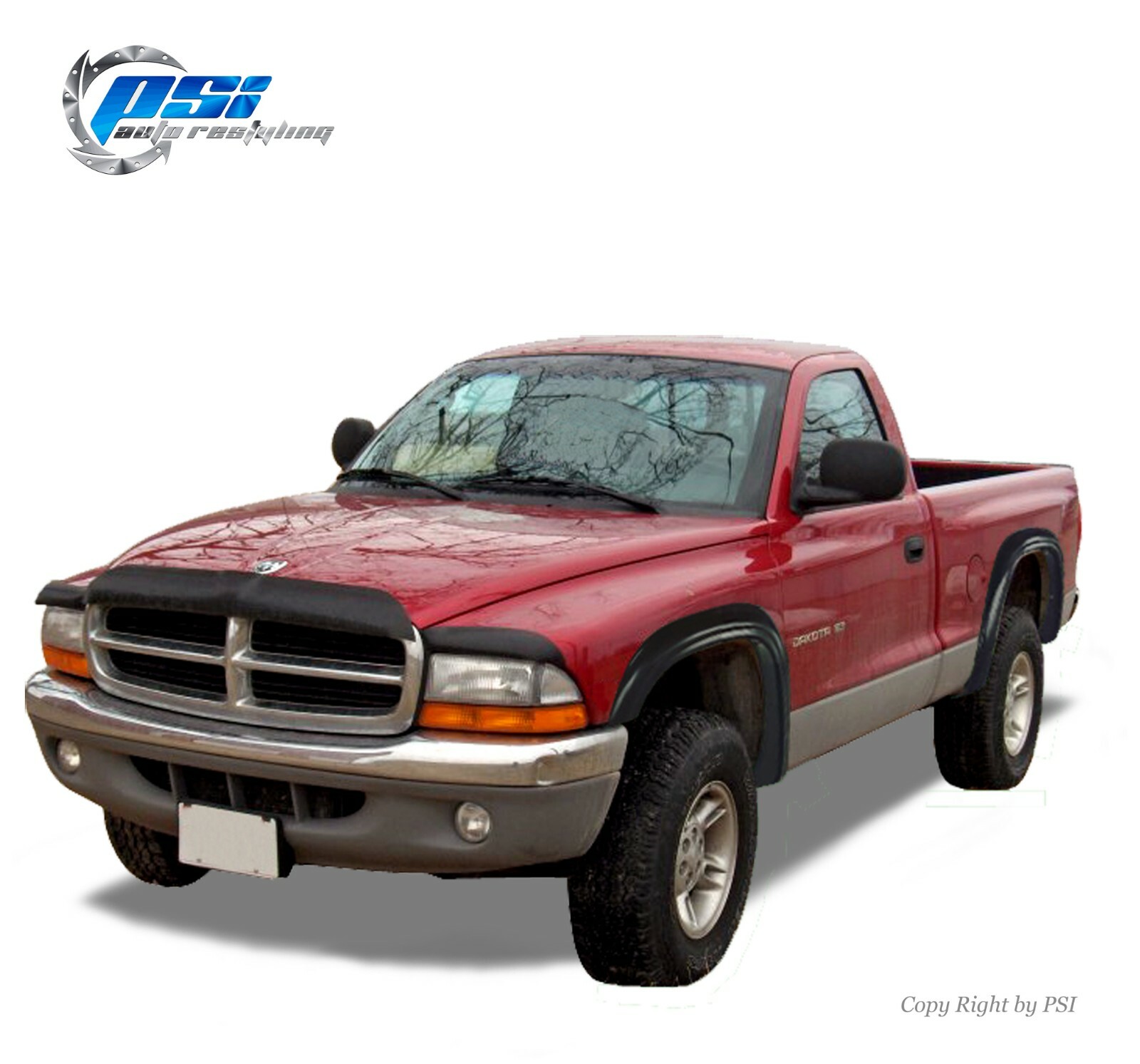 Rugged Style Fender Flares Paintable Finish Fits 97-04 Dodge Dakota Full Set