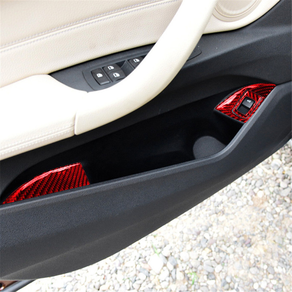 16pcs For BMW X1 F48 2016-18 Red Carbon Fiber Door Panel Interior Trim Set