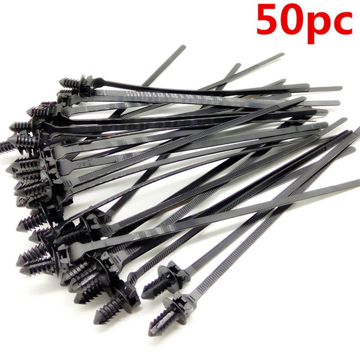 Nylon Push Clips Wire Tie Released Zip Straps Car Pipe Cable Fastener Bundle 50x