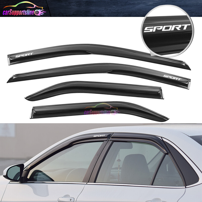 Fit for 12-14 Toyota Camry Window Visor Shade Mugen Style Vent w/ White SPORT