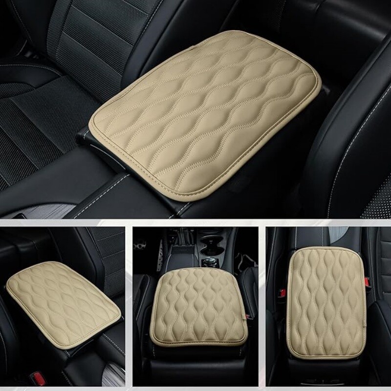 1x Car Center Console Cushion Pad Leather Waterproof Armrest Box Cover Protector