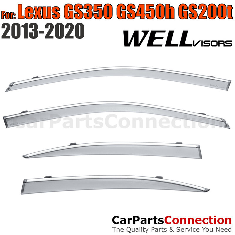 WellVisors Window Visors 13-20 Lexus GS350 GS450h Side Deflectors Chrome