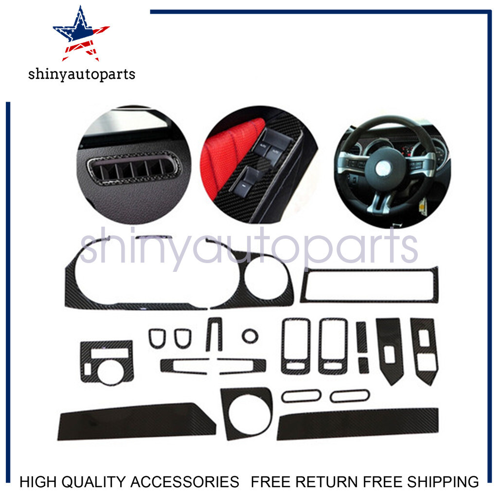 21x Fits Ford Mustang 2009 2010-2013 Carbon Fiber Full Set Interior Trim