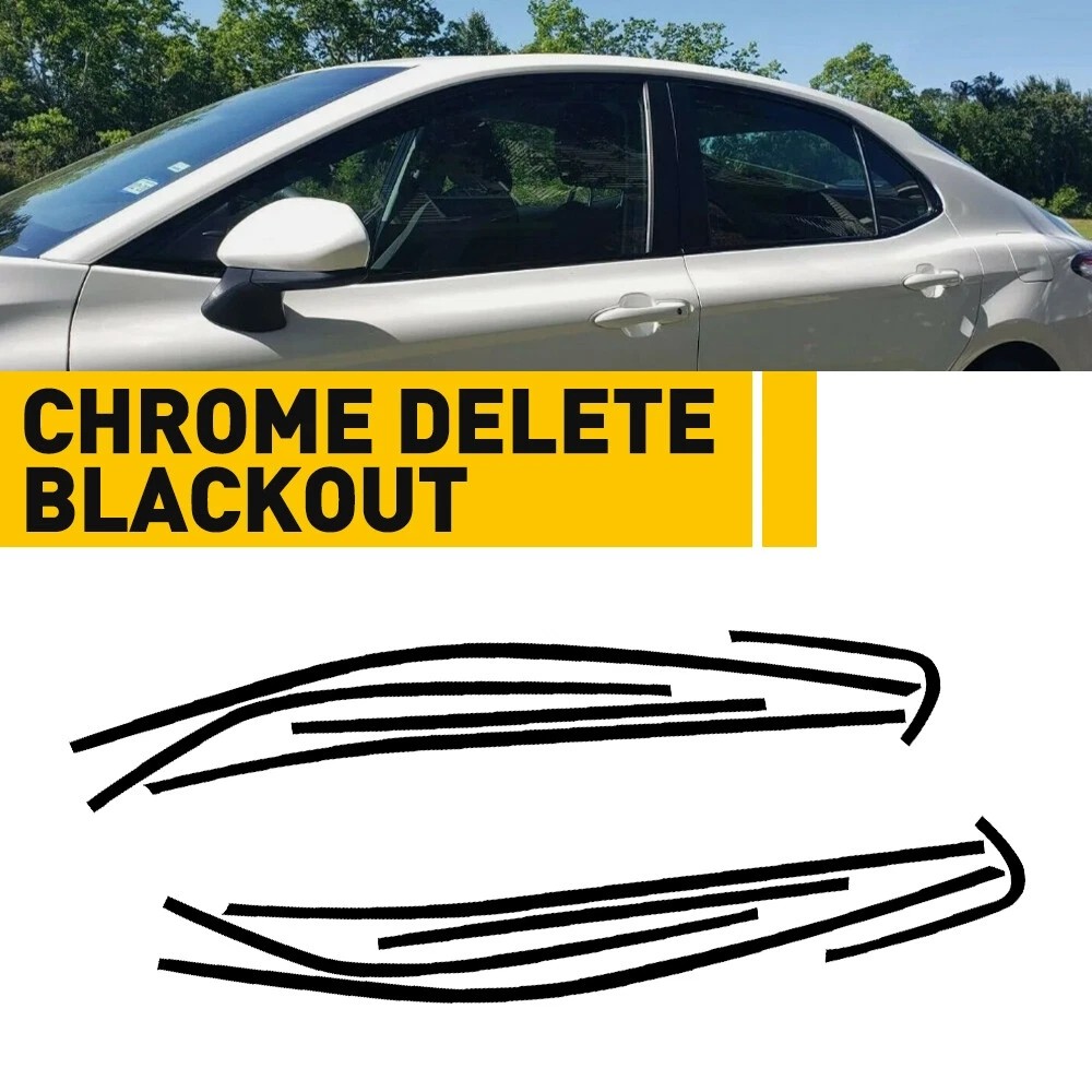 1Set For Toyota Camry 2018-2024 Gloss Black Window Molding Decor Trim Strip