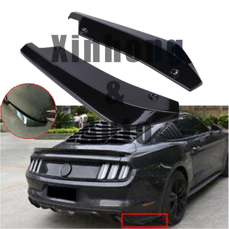 For Ford Mustang Car Rear Spats Bumper Lip Diffuser Canard Spoiler Glossy Black