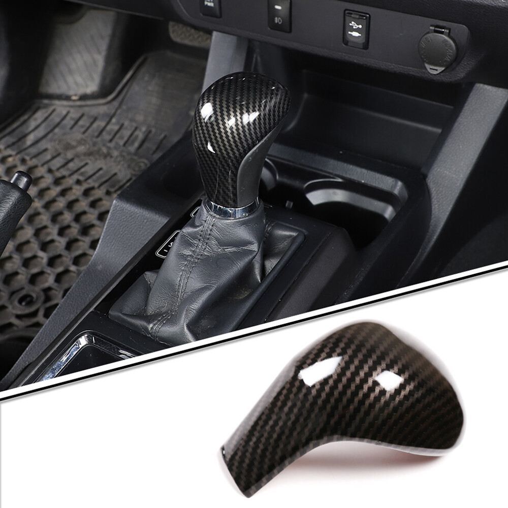 1pc Carbon Fiber Look Gear Shift Knob Cover Trim For Toyota Tacoma 2016-2023