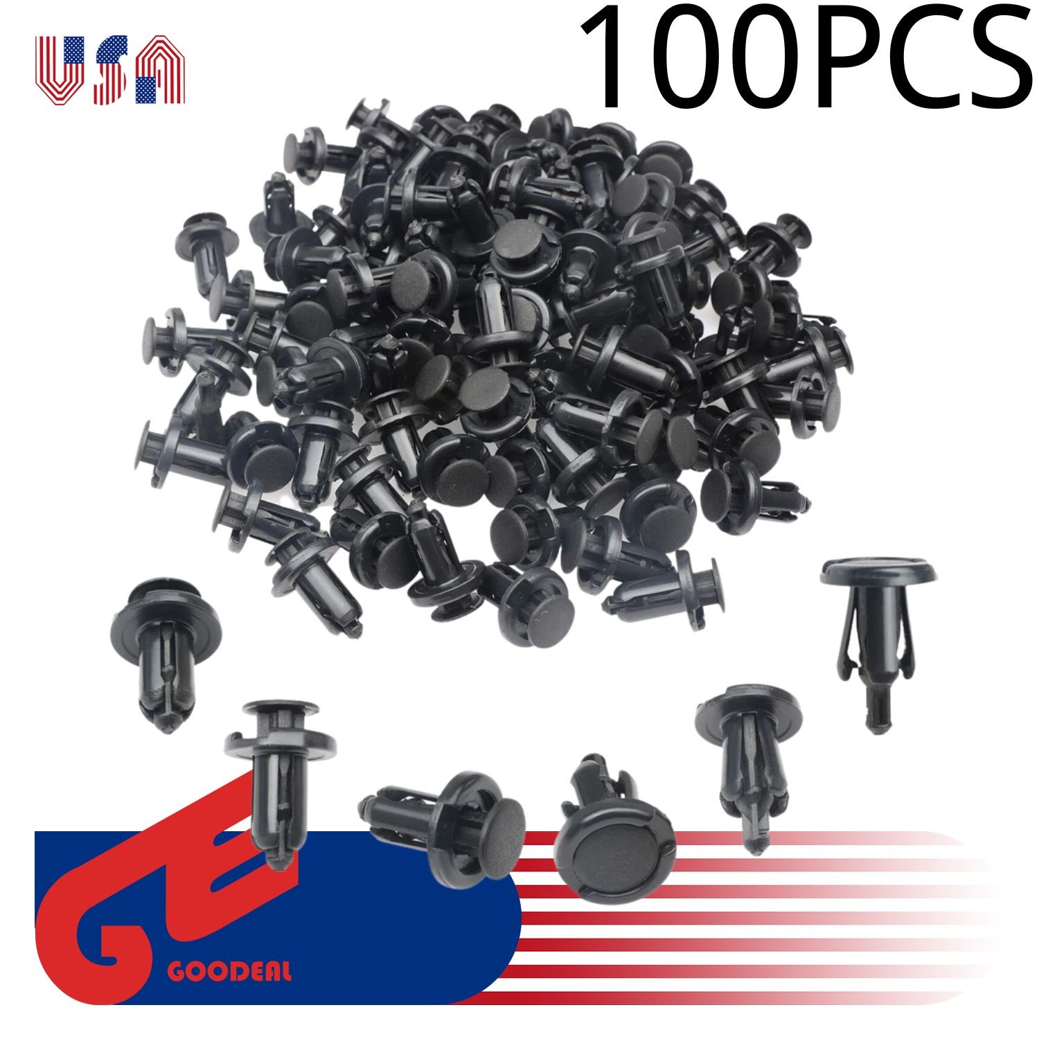 100x High Quality Plastic Rivets Retainer Clips Fit for Honda Acura Black