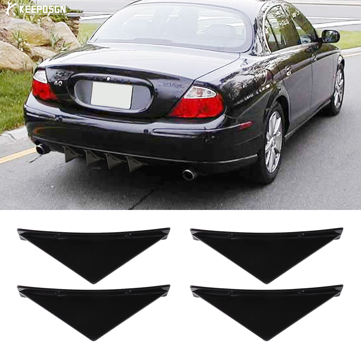 4X For Infiniti G35 G37 Shark Fin Rear Bumper Diffuser Splitter Trim Curved Base