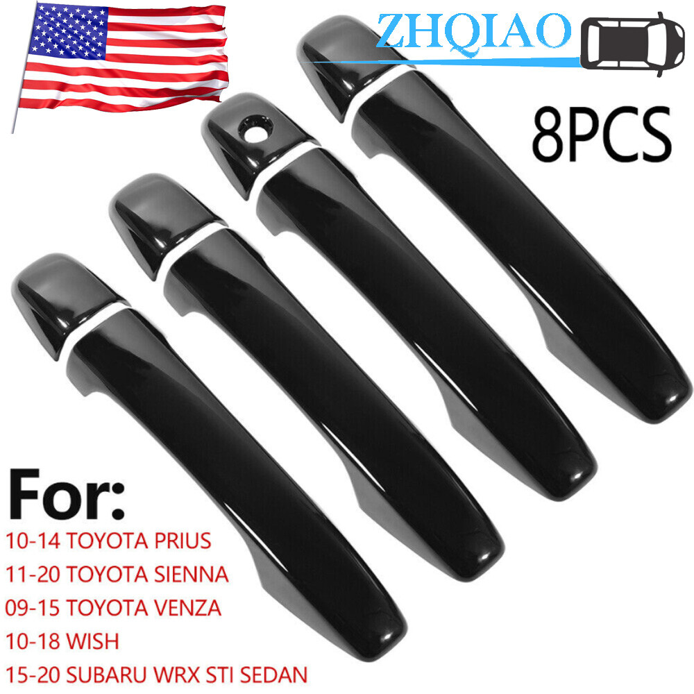 For 2011-2020 Toyota Sienna Glossy Piano Black Door Handle Covers Molding Trims