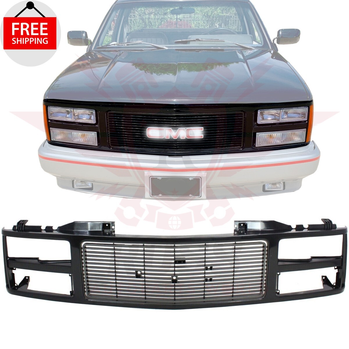 New Front Grille Assembly Black Fits 1988-1993 GMC C/K Series Pickup GM1200391