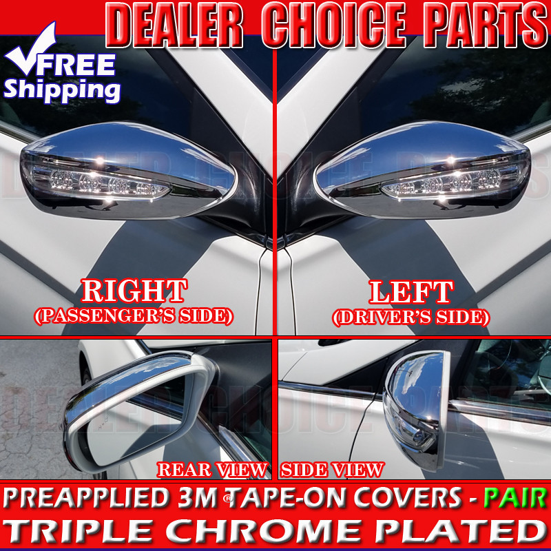 For 2011 2012 2013 2014 Hyundai Sonata Chrome Mirror COVERS W/Turn Signal Hole