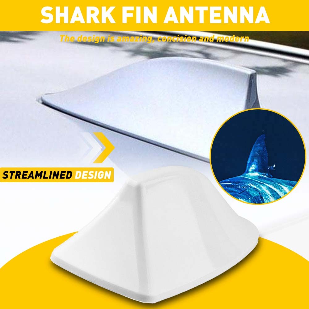 White Fin Shark Pearl Antenna Roof FM/AM Radio Aerial Decor Signal Car Universal