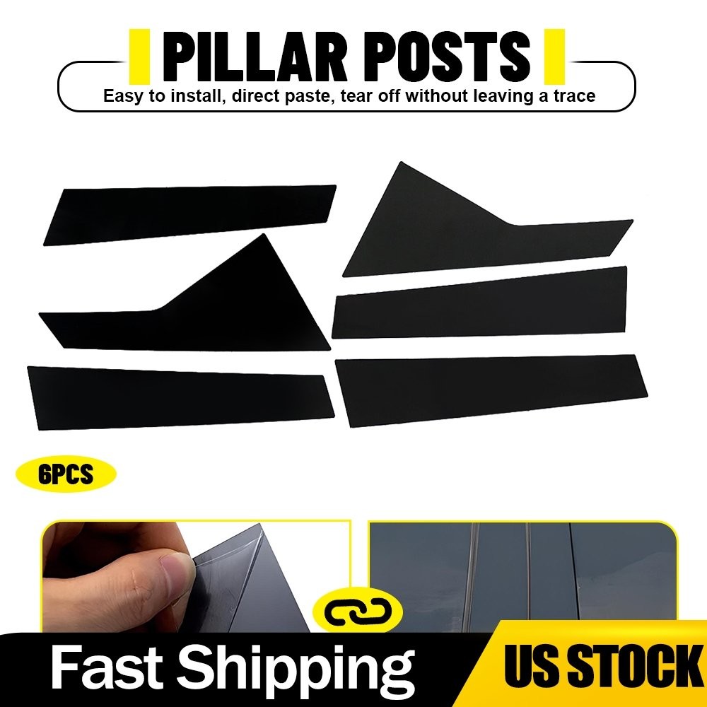 6PCS Door Window Pillar Posts Cover Trim For 2016-2020 Cadillac CT6 Glossy Black