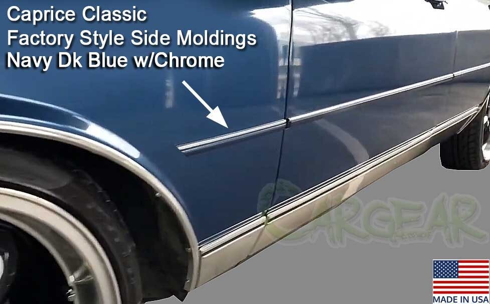 Caprice Classic Factory Style Side Moldings 7/8″ Dark Blue w/Chrome 26 Ft Roll