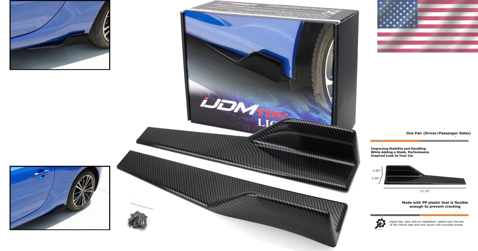 Sleek Black Carbon Fiber Rear Winglets – Enhance Vehicle Style & Performance