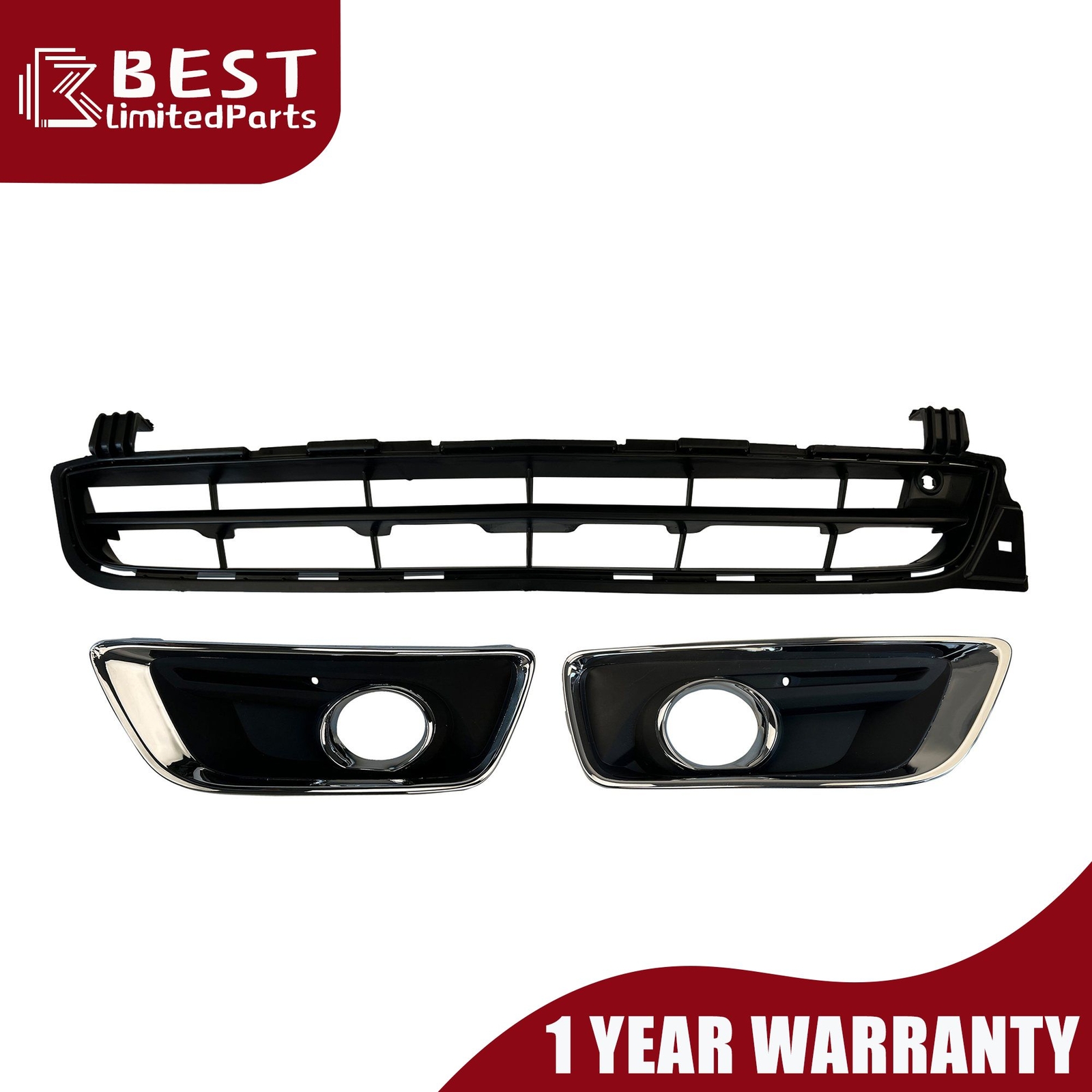 For 2013-2015 Chevy Malibu Bumper Grill W/ 2PS Fog Light Cover Trim
