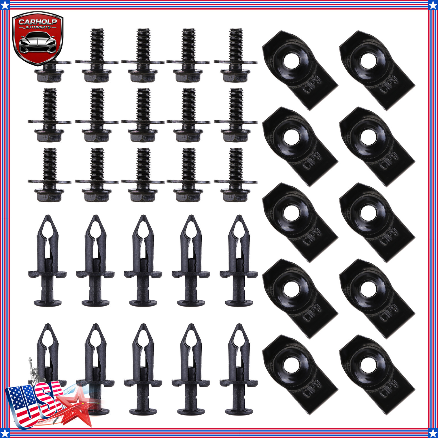 35pcs Engine Under Cover Splash Shield Fastener Bolts & U-Nut Clips
