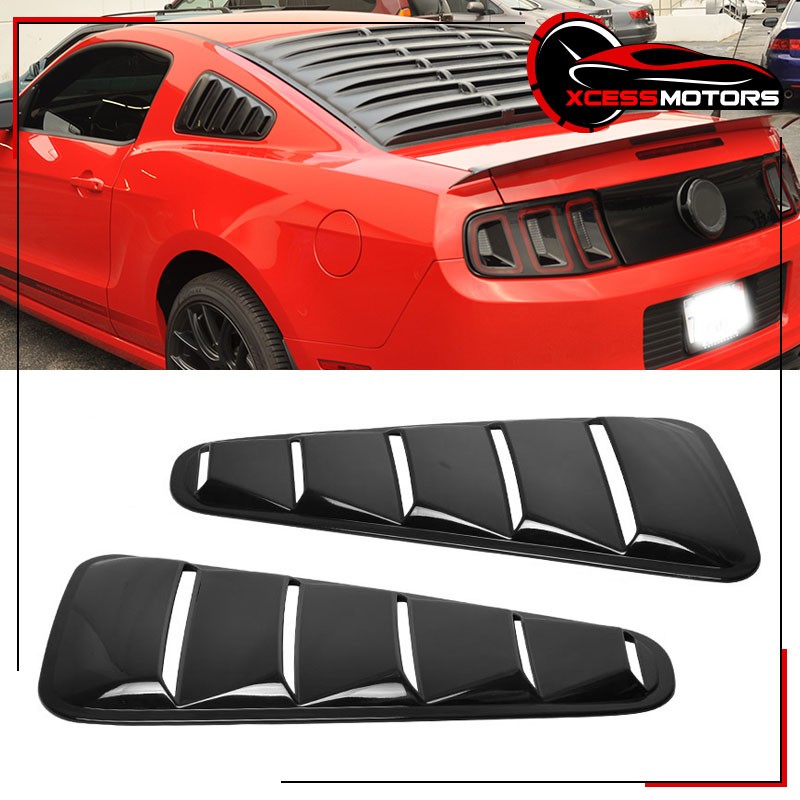 Fits 10-14 Ford Mustang OE Style Gloss Black Side Window Louvers Sun Shade Cover