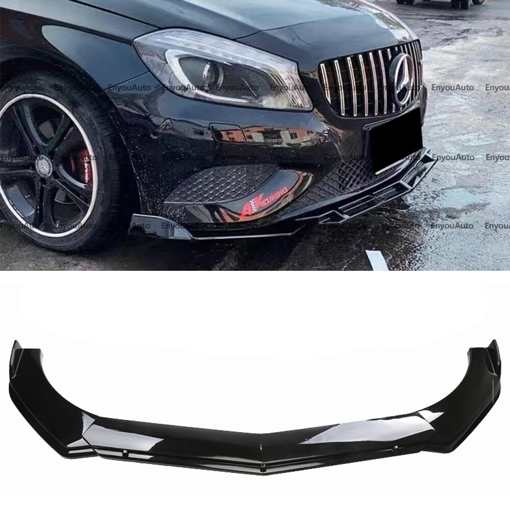 For Mercedes-Benz CLA200 CLA250 Front Bumper Lip Spoiler Splitter Glossy Black