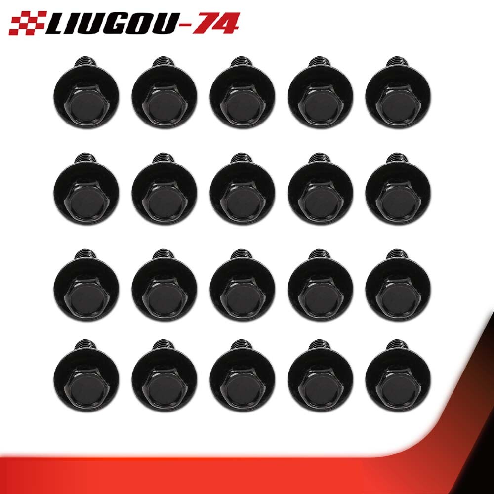Fit For Honda Body Bolts- M6 1.0 x 20mm Long- 10mm Hex- 17mm Washer 20 Bolts New