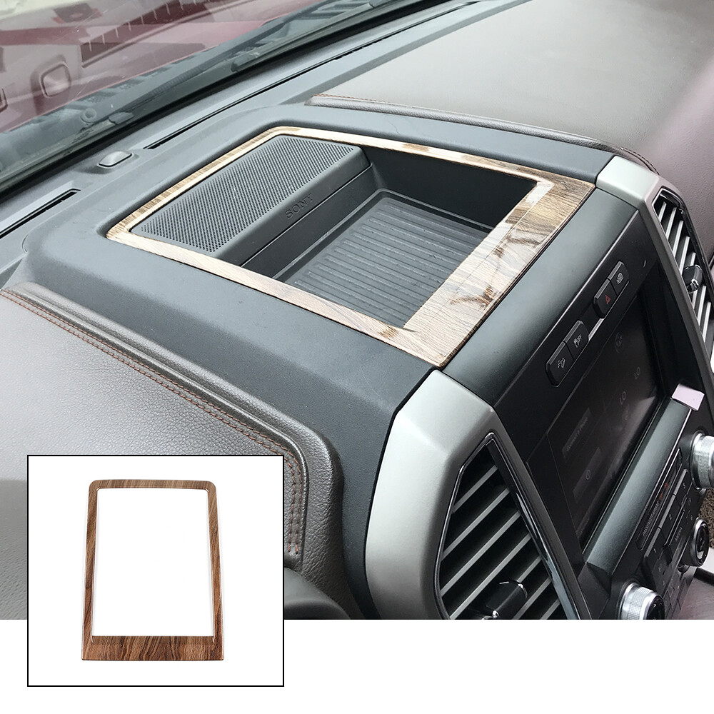 Center Console Dashboard Storage Box Frame Trim For Ford F150 2015+ Wood Grain