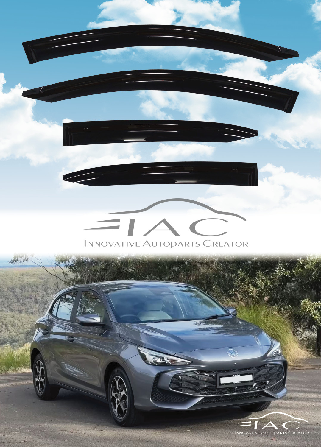 For MG MG3 2024-ON Window Visor Vent Sun Shade Rain Guard Door Visor