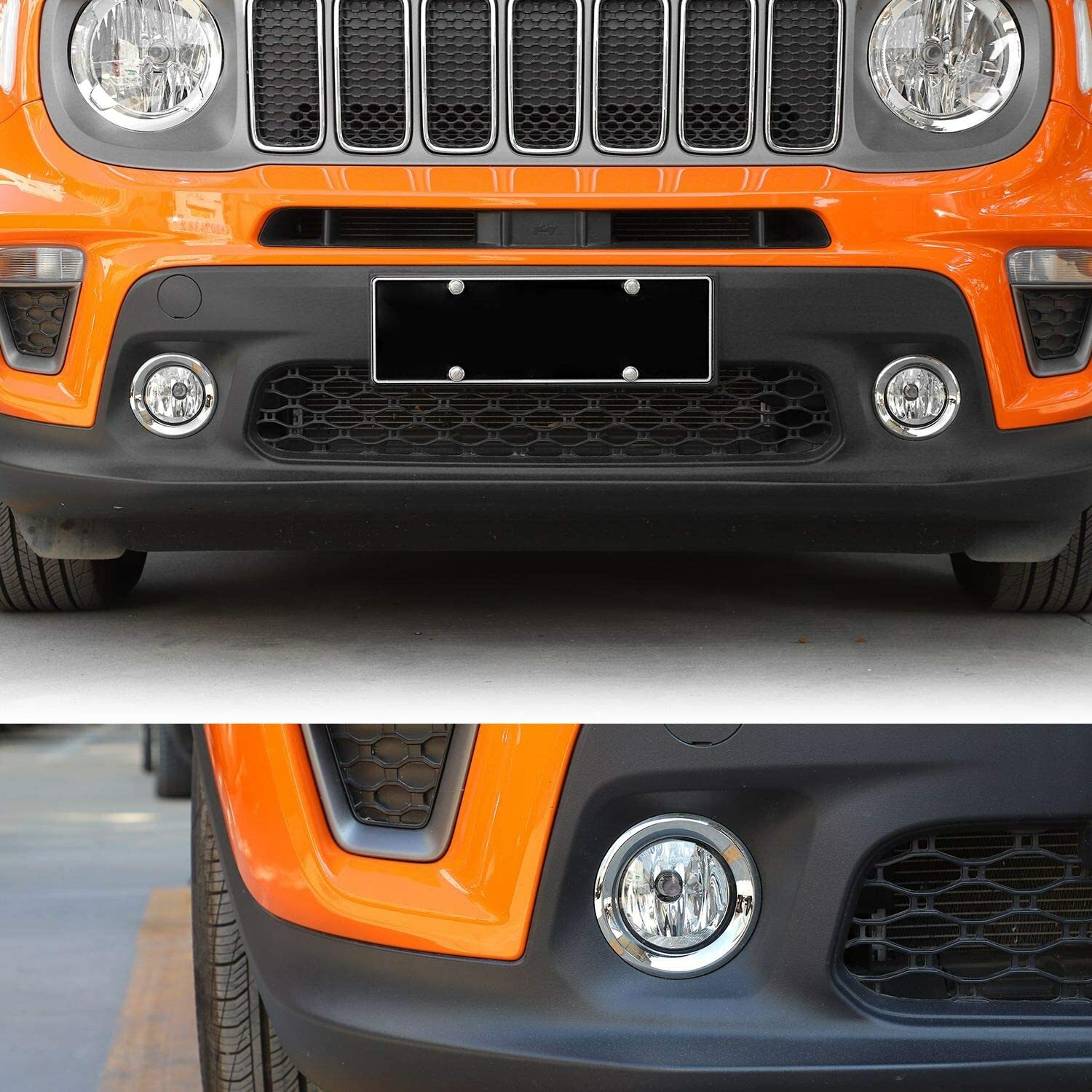 Front Fog Light Lamp Cover Bezel Trim Ring for for Jeep Renegade 2019+ Chrome T