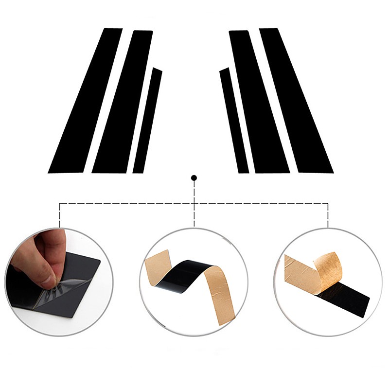 6pcs Glossy Black Polycarbonate Window Pillar Posts For Jaguar XE X760 2016-2023