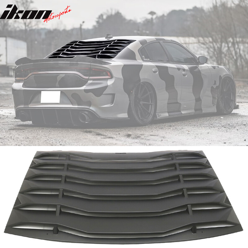 Fits 11-23 Dodge Charger Ikon Style Rear Window Louver Unpainted Black