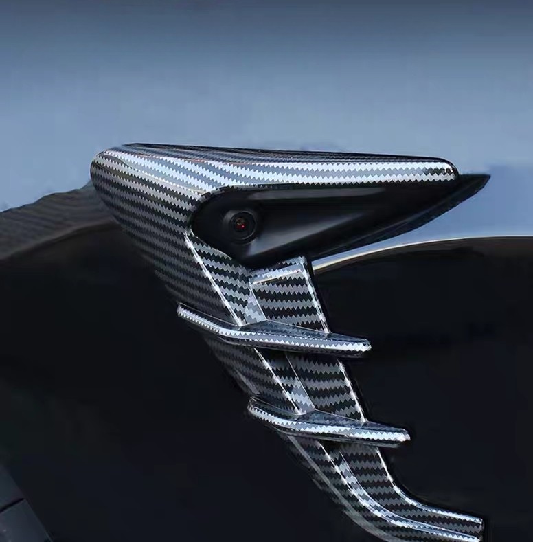Carbon Fiber Style Side Camera Decoration Cover Trim For Tesla Model 3 / Model Y