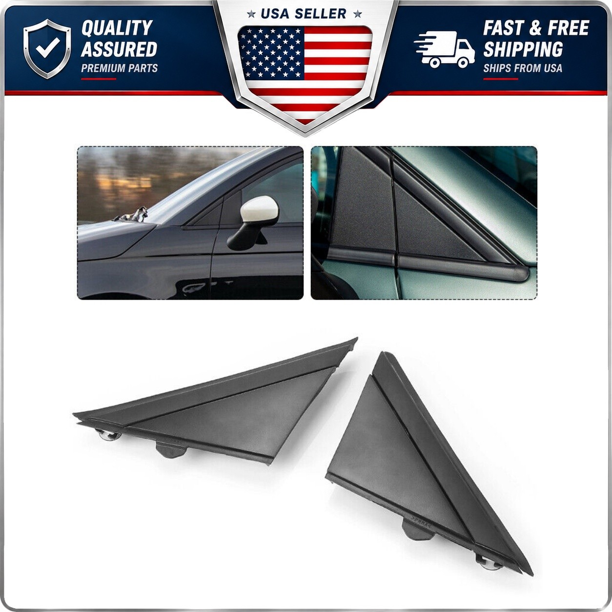 Left+Right Window Fender Side Mirror Corner Molding Trim For Fiat 500 2012-2019