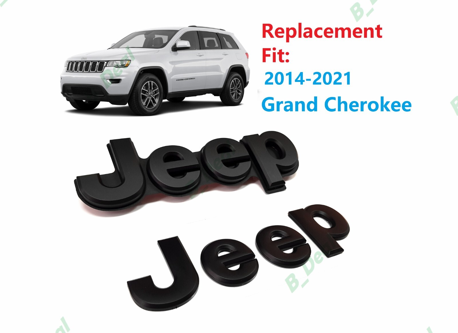 Matte Black Front Rear Jeep Emblems Fit 2014-2021 Grand Cherokee