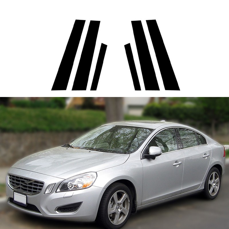 6pcs Glossy Black Polycarbonate Window Pillar Posts Fit For Volvo S60 2011-2018