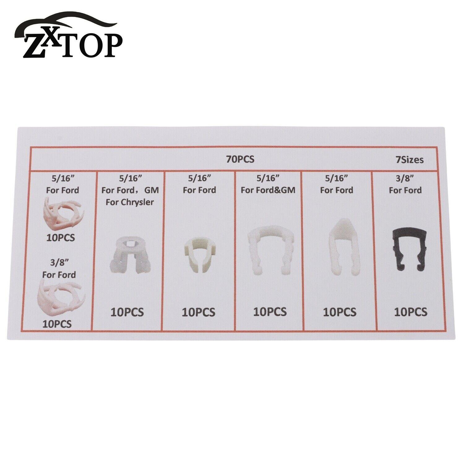 70 Pieces Fuel Line Retainer Clip 7 Size 3/8 5/16 Assortment for Chrysler Ford