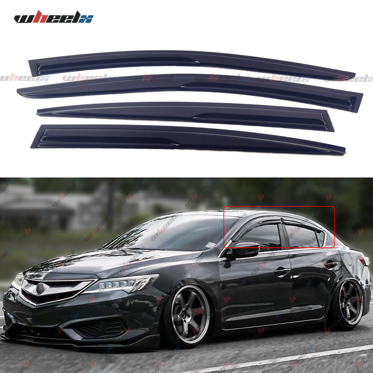 FOR 2013-2021 ACURA ILX WAVY JDM MUGEN STYLE WINDOW VISOR RAIN GUARD DEFLECTOR