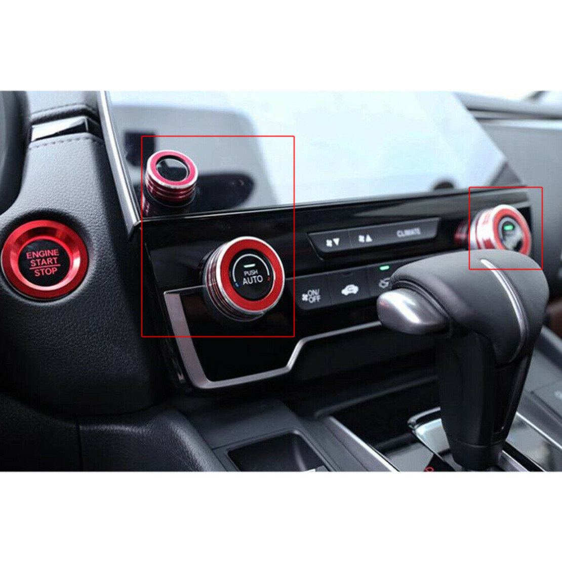3pcs Red AC Switch Knob Trim Ring Cover Fit For Honda CRV CR-V 2017-2020 year